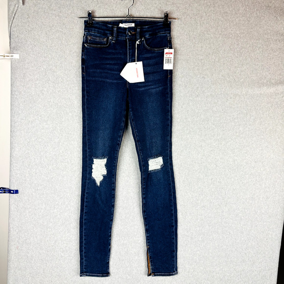 New Good American Good Womans 2 /26 Waist Crop Long Slit Ankle Distressed NWT - Picture 4 of 10